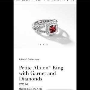 David Yurman. Size 7. Garnet petite Albion
